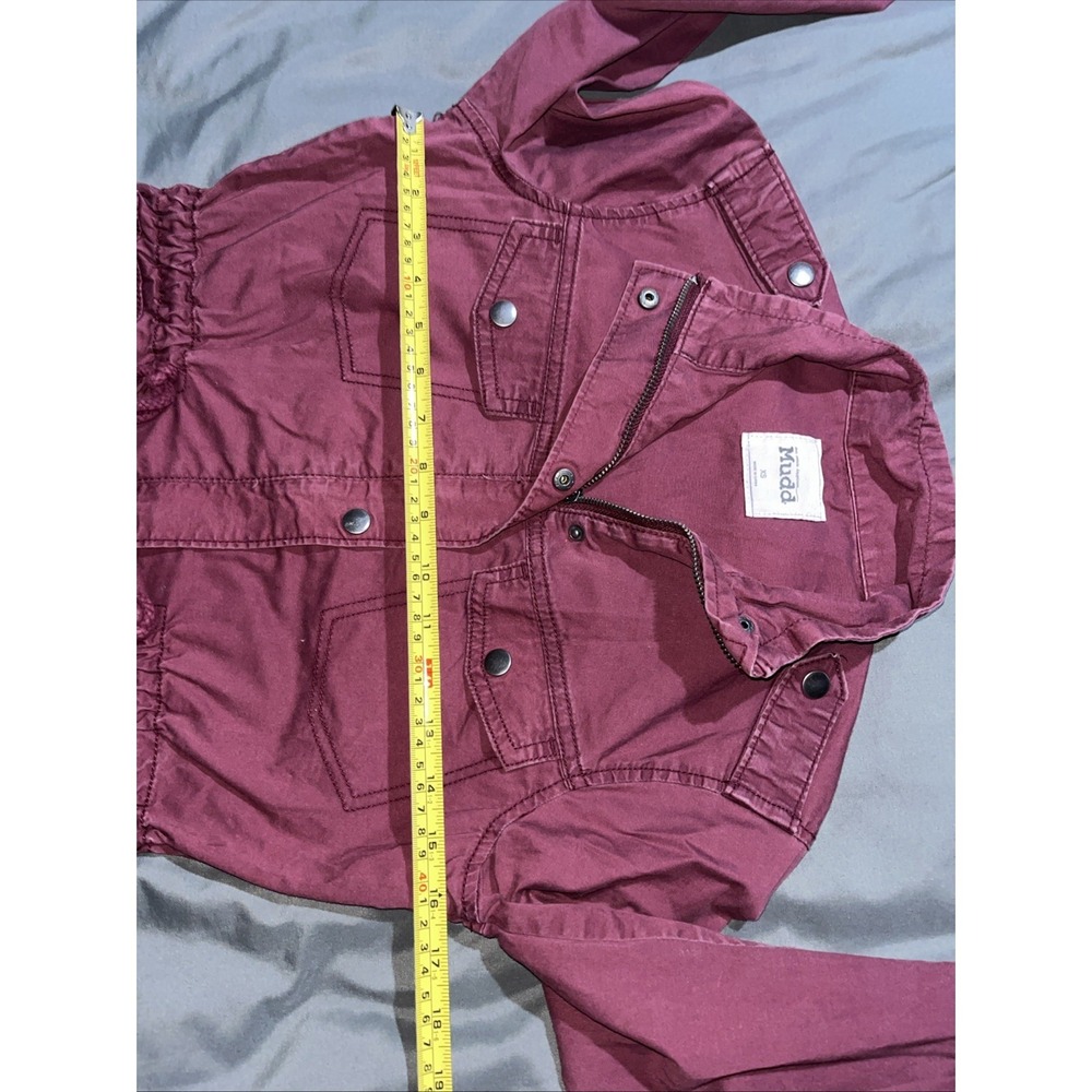 Mudd Y2K Size XS Faded Burgundy Jacket Button/Zip Up Cinch Waist & Snap Pockets. - Picture 13 of 14